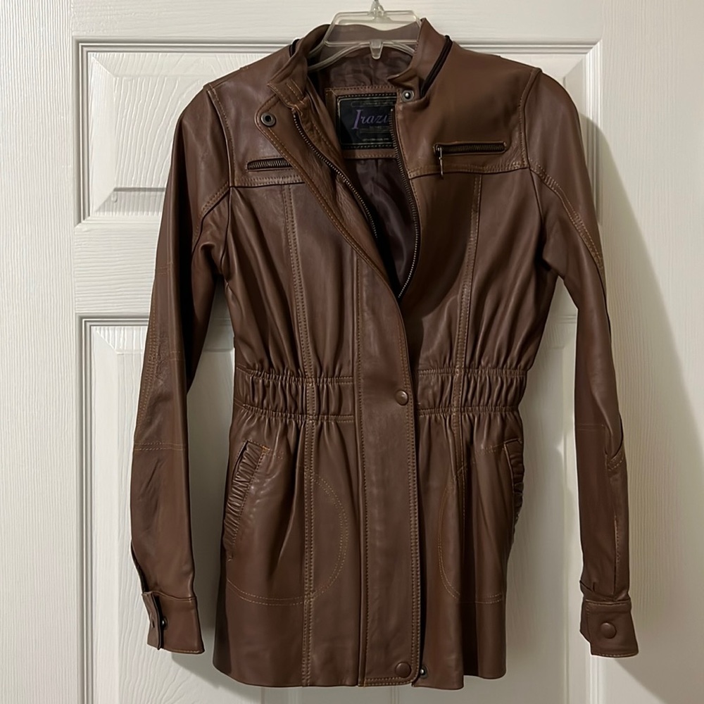 Chocolate brown genuine leather jacket
